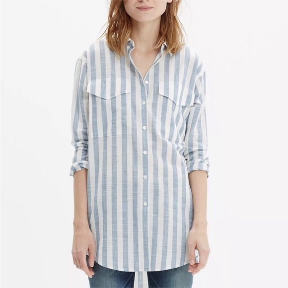 Madewell Tops - Madewell Blue & White Striped OVERSIZED Button Down Top
